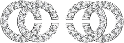 Double C Earrings for Women | Designer Earrings Chic Letter Design Earrings | Lovely Gift - ER-1005-Silver...