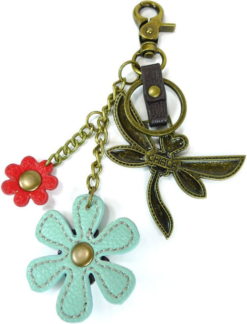 CHALA Purse Charm, Key Fob, keychain Decorative Accessories, Metal Charming Keychain - Dragonfly & Flower...