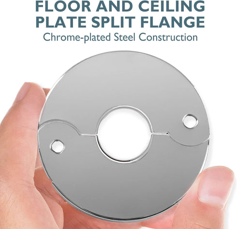 Plumbing Cover Plates, Escutcheon plate, Stainless Split Flange, Hinged Floor and Ceiling Plates for than 21mm Dia Pipe (Fits 1/2 Inch IPS), Chrom...