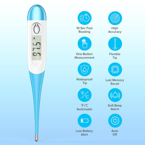 Thermometer for Adults with 10 Seconds Fast Accurate Reading, Baby Thermometer for Oral, Rectal or Under Arm Use, Digital Thermometer with Fever A...