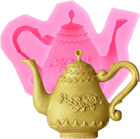 Teapot Silicone Fondant Molds Tea Party Silicone Mold For Birthday Party Cake Decorating Cupcake Topper Gum Paste Chocolate Candy Polymer Clay...