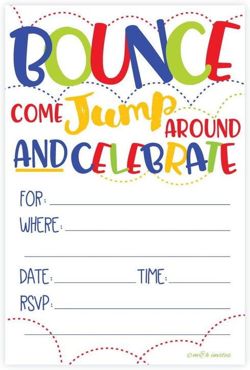 Bounce House or Jumping Party Invitations (20 Count) With Envelopes...