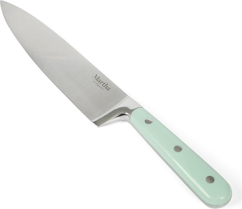 Martha Stewart 8 Inch Forged Triple Riveted Stainless Steel Chef Knife - Martha Blue...