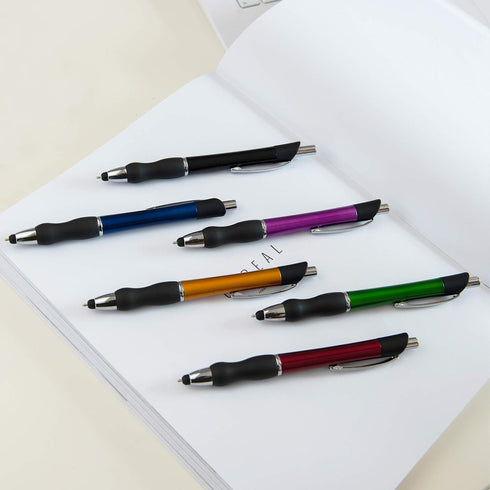 Retractable Ballpoint Pens Black Ink Pen Medium Point Work Smooth Writing for Men Women Pens for Universal Touchscreen Devices, iPad, iPhone, Andr...