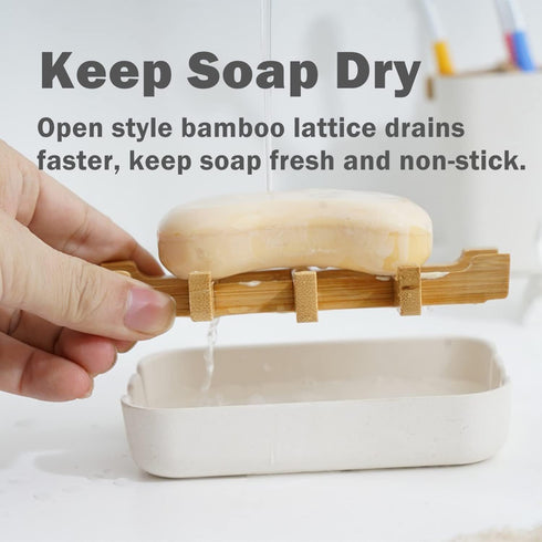 Bamboo Soap Dish, Bar Soap Holder Self Draining Soap Dishes for Shower Bathroom Kitchen Sink, Eco-Friendly Wooden Soap Savers Drainage Soap Holder...