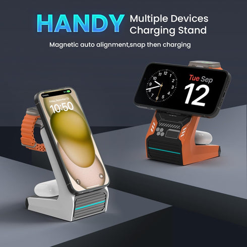 3 in 1 Wireless Charging Station for MagSafe:JoyGeek Magnetic Charge Stand for iPhone Apple 15 14 13 12 Pro/Pro Max/Plus/Mini- Fast Wireless Charg...