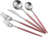 Gugrida Luxury Flatware, Royal 5 Piece Matte Pink Handle 18/10 Stainless Steel Tableware Sets for 1 Including Forks Spoons Knives, Camping Silverw...