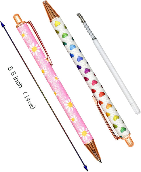 9PCS Sparkle Glitter Heart Pens Metal Daisy Flower Pen Weeding Pen Retractable Ballpoint Pens Lip Print Pen Gift Pen For Women Girls Ladies School...