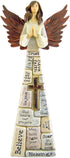 Praying Angel Faith-Filled Robes Whitewashed 4 x 10.5 Resin Tabletop Figurine...