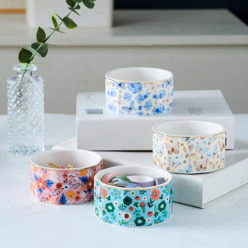 Ceramic Paper Clip Holder Paper Clip Dispenser Organizer for Desk Cute Office Binder Clip Holder Bobby Pin and Hair Clip Holder (03-Flower)...