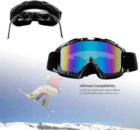 Motorcycle Goggles Dirt Bike Goggles Windproof ATV Dustproof Racing GogglesScratch Resistant Ski Goggles Protective Safety Glasses PU Resin (Black...