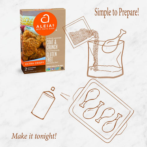 ALEIA'S BEST. TASTE. EVER. EXTRA CRISPY COAT & CRUNCH - 4.5 OZ / 1 PACK – CRISPY BREADING FOR POULTRY, MEAT, SEAFOOD, VEGETABLES - CERTIFIED GLUTE...