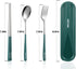 Travel cutlery set, 18/8 stainless steel cutlery, Reusable utensils set with case, Portable Silverware Lunch Box for Camping and Office(Green)...