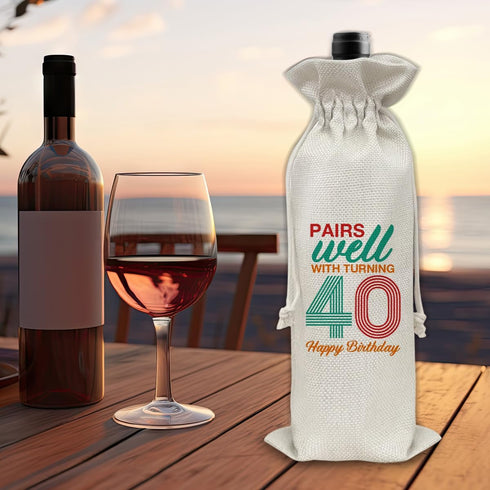 40th Birthday Gifts Wine Bag Congratulations Gifts for Women Men Parents Mom Dad Anniversary Favors 1984 with Time Information Wine Gift Bag...