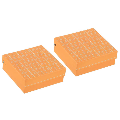 PATIKIL Cardboard Freezer Box, 2Pcs 81 Places Tube Rack Water Ice Resistant Plastic Partitions for 1.5/1.8/2.0ml Micro Centrifuge Tubes Tubes, Ora...