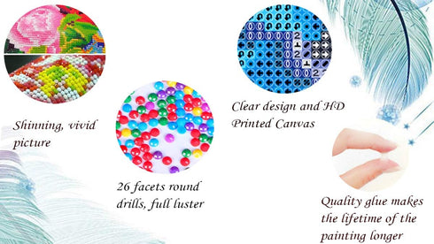 Peeua Diamond Painting Kits for Adults, Big Size Diamond Art Family Words and Tree, 5D DIY Full Drill Diamond Cancas Retro Craft for Living Room D...