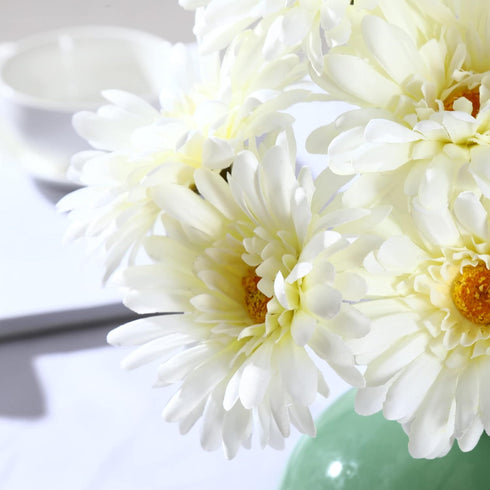 TOPIA Artificial African Daisies Flowers African Daisy Silk Flowers Artificial Gerbera Daisies Pack of 10 (White)...