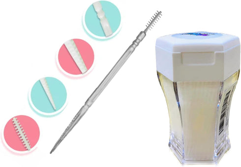 Double-Head Brushed Toothpick Interdental Brush Toothbrush for Dentures Soft Plastic Oral Care 2.4 Inch Long Rinse The Tooth. 200 Count (White)...