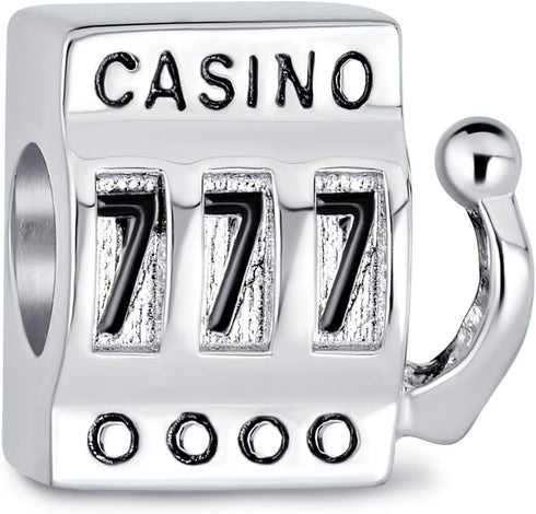 Travel Vacation Good Luck Casino Ace Of Hearts Poker Player Tourism Las Vegas Lucky Cards Slot Machine Dangle Charm Bead .925 Sterling Silver Fits...