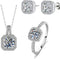 4 Pieces Fashion Shiny Square Zircon Crystal Pendant Necklace Earring Ring Jewelry Set for Women Wedding Party Prom Holiday Gifts...