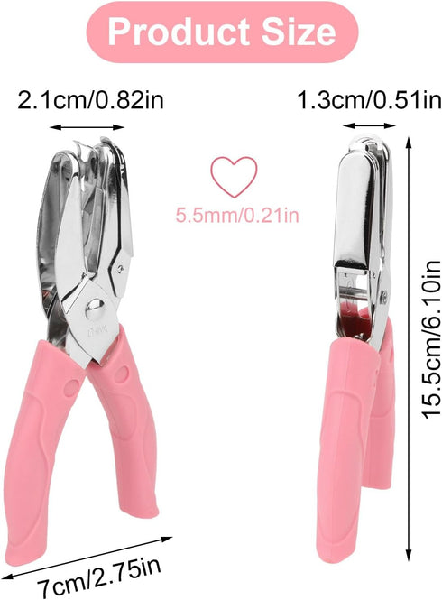 Heart Shaped Hole Puncher 1/4 Inch 2 Pcs Paper Punches Cute Single Hole Punch Scrapbooking Paper Cutter Perforator for DIY Handcraft...