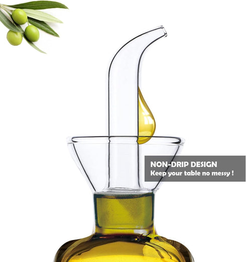 HAIZEEN 8 ounce/240 ml No Funnel Needed Olive Oil & Vinegar Dispenser Glass Cruet Decanter for Kitchen,Lab glassware seal handicraft Keeps Oil Fre...