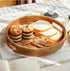YANGQIHOME Rattan Round Serving Tray, Decorative Coffee Table Tray, Hand Woven Serving Basket with Handles, Ottoman Wicker Fruit/Bread Serving Bas...