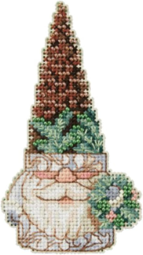 Mill Hill Pinecone Gnome Counted Cross Stitch Ornament Kit 2023 Jim Shore Woodland Gnomes JS202315, 2.75 x 5 inches, Multi...