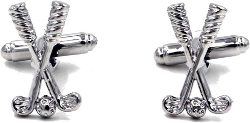 Golf Symbol Silver Pair of Cufflinks & Tie Bar Clip...