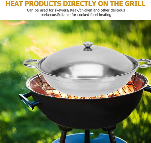Kichvoe Stainless Steel Wok Pan with Lid 2pcs Double Handle Everyday Pan Nonstick Frying Pan Shabu Pot Seafood Cookware Fits All Stoves for Home O...