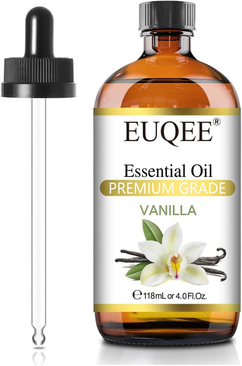 Vanilla Essential Oil 118 ml Premium Vanilla Oil with Glass Dropper, Great for Diffusers, Aromatherapy, Candle Making, DIY Soap - 4Fl.Oz...