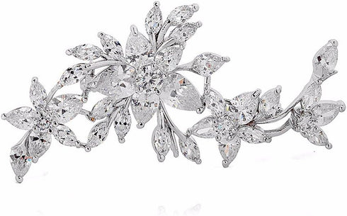 GULICX Silver Tone Zircon Flower Blossom Diamante Brooch Badge Pin Classic Design for Women...