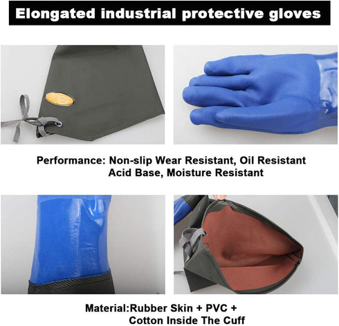 Drain cleaning gloves,Pond Gloves,Long Rubber gloves,Waterproof Gloves elbow length rubber gloves- 27 Inch Insulated Waterproof Gloves...