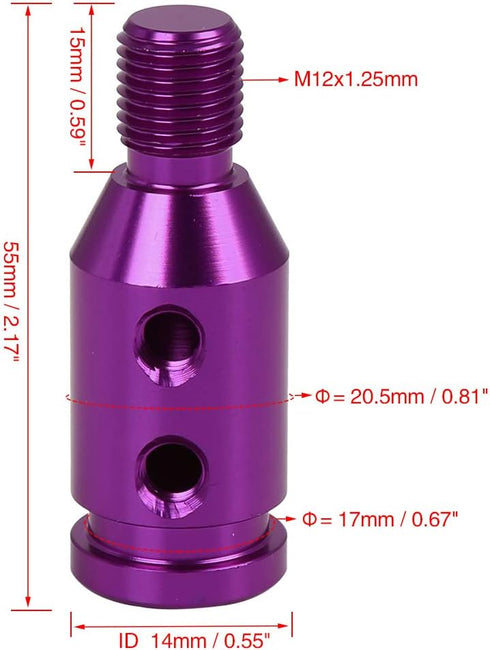 X AUTOHAUX M12 X 1.25 Car Universal Purple Gear Shift Knob Adapter for Non Threaded Shifter...