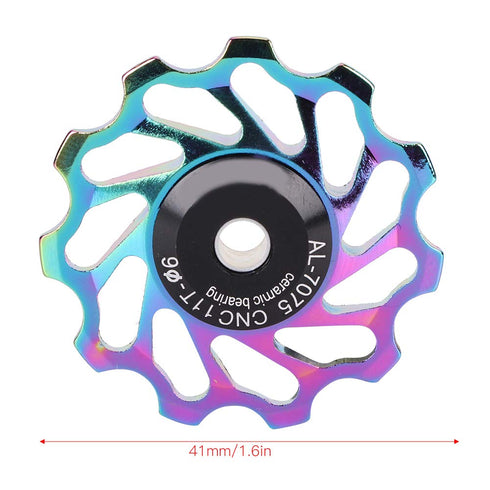 Derailleur Pulley Kit Pair, Ceramic Wheel Bearing Pulley Mountain Tension Rear Derailleur Pulley Bearings Bike Cycling Accessory for Road Mountain...