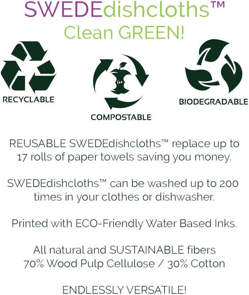 Home Sweet Home Set of 3 each Swedish Dishcloths | ECO Friendly Absorbent Cleaning Cloth | Reusable Cleaning Wipes...