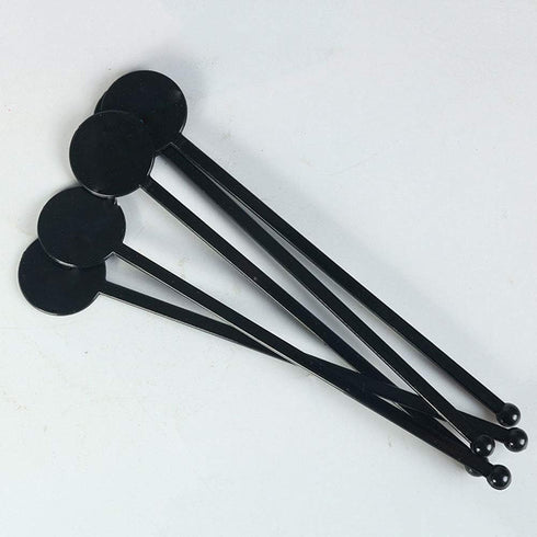 7 Inches Cocktail Swizzle Stick - Disc Top Drink Stirrers Plastic Coffee Whiskey Stirrers Pack of 50 (Black)...