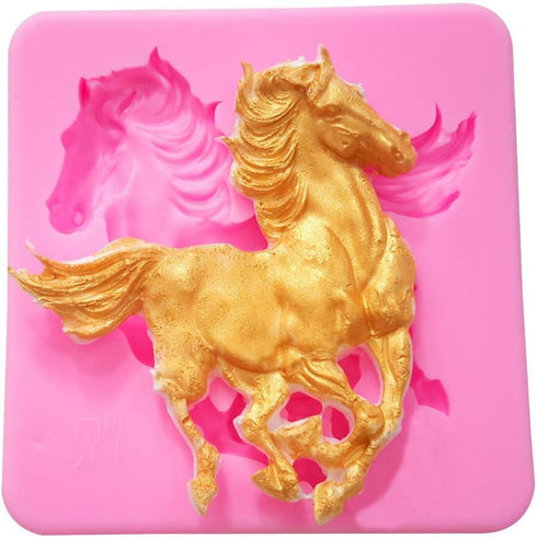 2Pcs Small Size Horse Fondant Mold, Silicone, Chocolate Candy Gum Paste Sugar Craft Cake Decorating Tool, Polymer Clay Resin Epoxy Casting Mold, P...