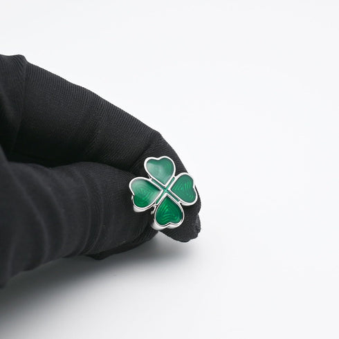 Green Four Leaf Clover Cufflinks for Men Lady In Gift Case Silver Good Luck Men's Cufflinks Jewelry Set for Wedding Party Anniversary Business Eve...