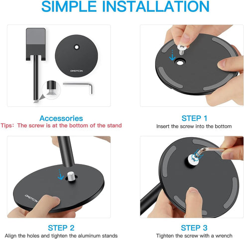 Cell Phone Stand, OMOTON Angle Height Adjustable Phone Holder, Aluminum Desktop Phone Holder Dock Stand for Desk, Compatible with iPhone 13/Mini/P...