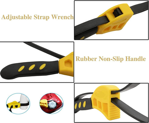 Gator parts Universal Rubber Strap Wrench Set,Jar Opener Pipe Multifunctional Wrench Tools for Mechanics Plumbers,Rubber Strap Adjustable Wrenches...