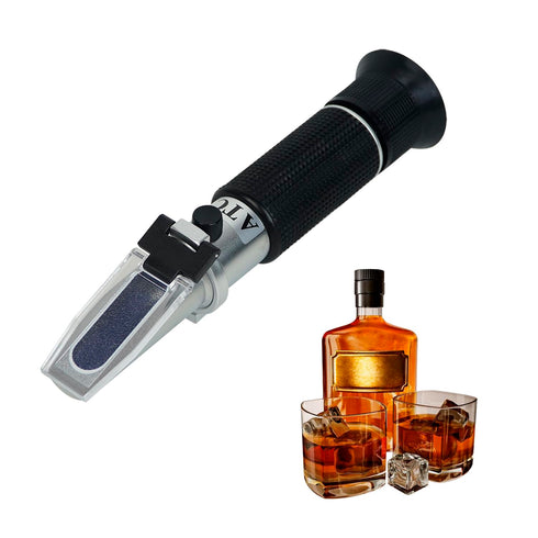 Alcohol Refractometer with ATC,Range 0-80% v/v. Alcohol Content Measurement Tool Tester for Alcohol Liquor Production, Ethanol with Water Winemake...