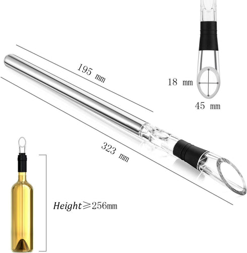 YouYah Wine Chiller Stick 3-in-1 Stainless Steel Wine Bottle Cooler Stick,Rapid Iceless Wine Chilling Rod with Aerator and Pourer,Wine Gift...