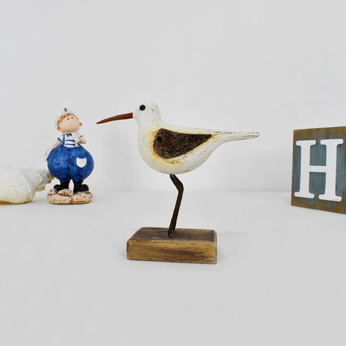 Wooden Sea Birds Decor Wood Seagull Statue Bird Figurines Seabird Statue Standing Seagulls Decorations Coastal Sculpture Nautical Beach Ocean Home...