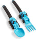 Dinneractive Utensil Set for Kids – Construction Themed Toddler Forks and Spoons, Toddler Utensils – 2-Piece Set – Blue Construction Utensils for ...
