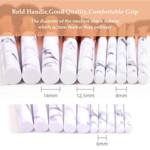 HEYMKGO Makeup Brushes Professional Marble Makeup Brush Set, Soft and Odor-free Natural Synthetic Bristles,10pcs Makeup Brush + 2 Makeup Sponge + ...