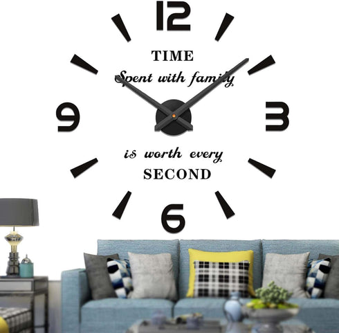 VANGOLD Wall Clock Oversized Wall Clocks for Living Room Decor, Decorative Wall Clocks Battery Operated (Black Home Decoration)...