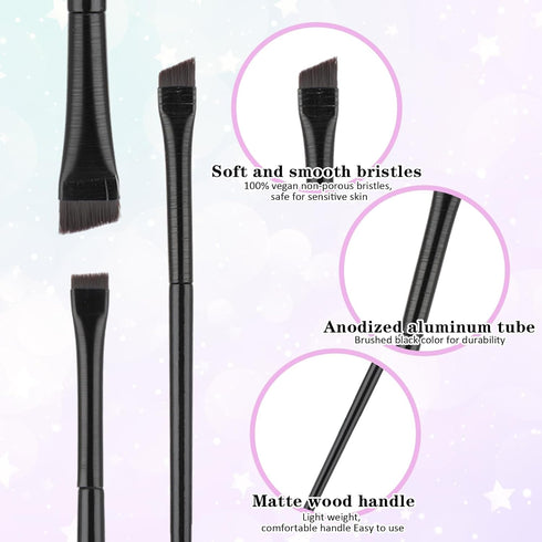 3 Pcs Fine Angled Eyeliner Brush Thin Eyebrow Brush Set Precision Gel Eye Liner Brush Brow Tint Brush Fine Angled Tinting Brushes Ultra Thin Slant...