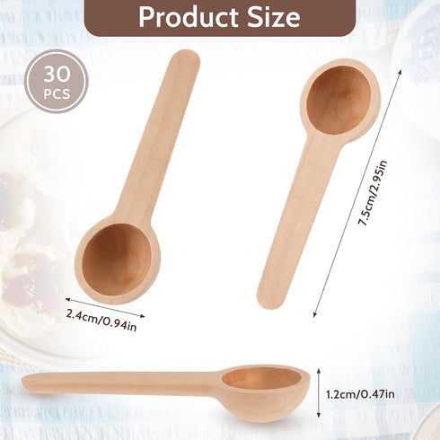 30 PCS Small Wooden Spoons Condiments Spoons Tiny Bath Salt Wooden Scoop Mini Wooden Bulk Spoons Small Spoons for Spice Jars Salt Honey Seasoning ...