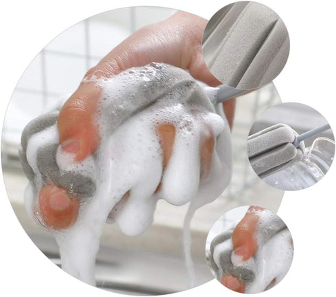 Hemoton Bottle Sponge Brush 4pcs Long Handle Cup Bottle Cleaning Brush Sponge Cup Feeding Bottle Scrubber Bottle Dish Cup Washing Sponge Brush Cle...